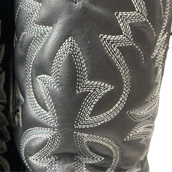 Laredo Black Leather Western Cowboy Boots Men 9D Ranch Rodeo Vintage Country - Picture 4 of 11